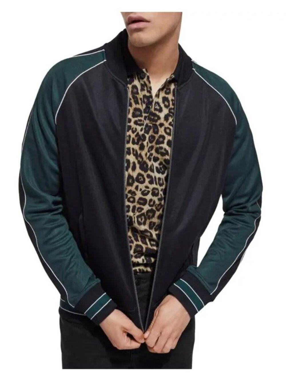 The Kooples Colorblocked Zip Front Sweatshirt Green Size Medium NWT